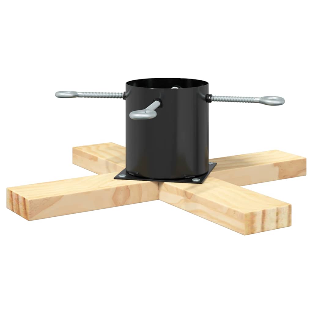 Christmas Tree Stand 1.73 Black 50 x 50 x 16 cm Solid Pine Wood